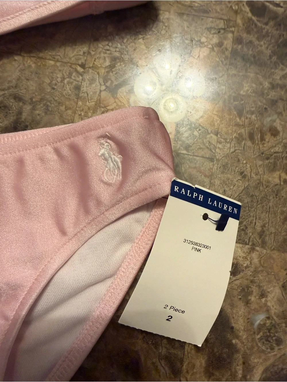 Ralph Lauren Pink Embroidered Polo Pony Girls' Bikini Set